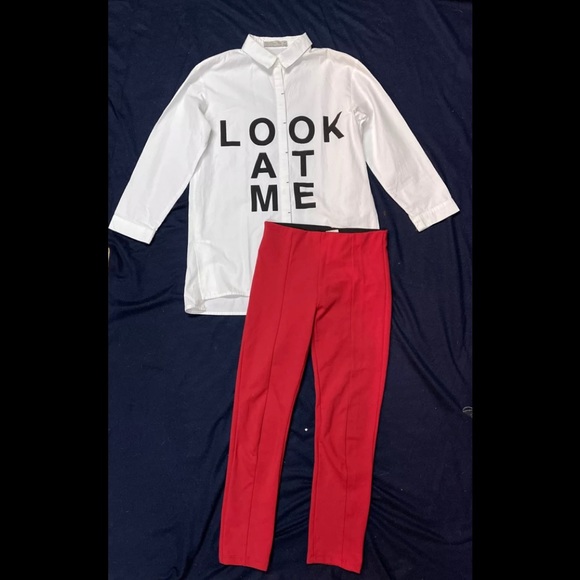 Zara Girls Collection Button Shirt Pull On Pants - Picture 1 of 9